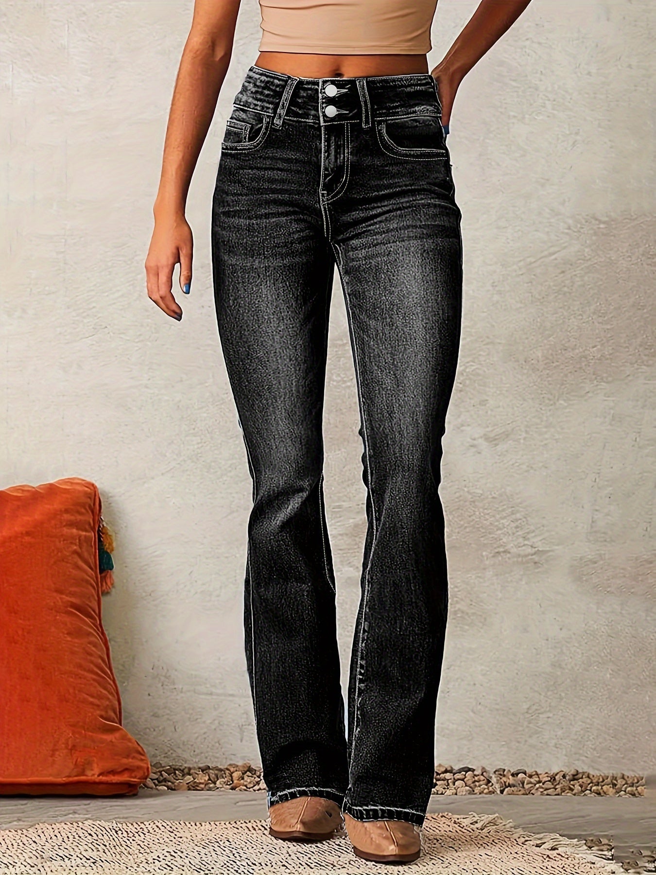 Prio Moda | High-waisted jeans with flared legs