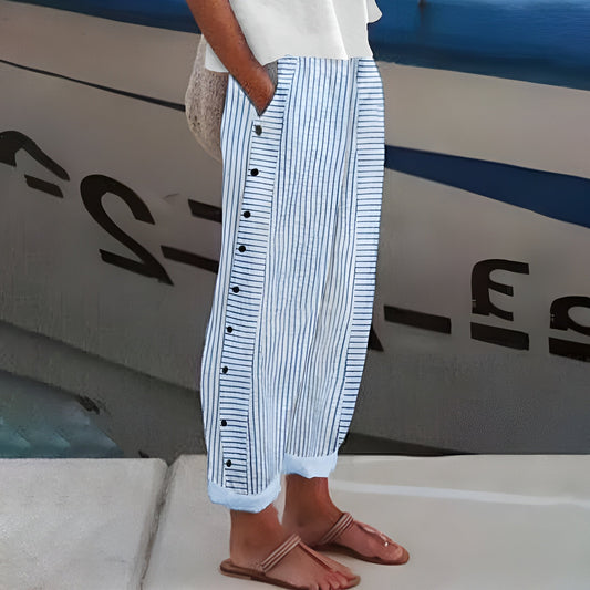 Prio Moda | Light linen trousers with pockets
