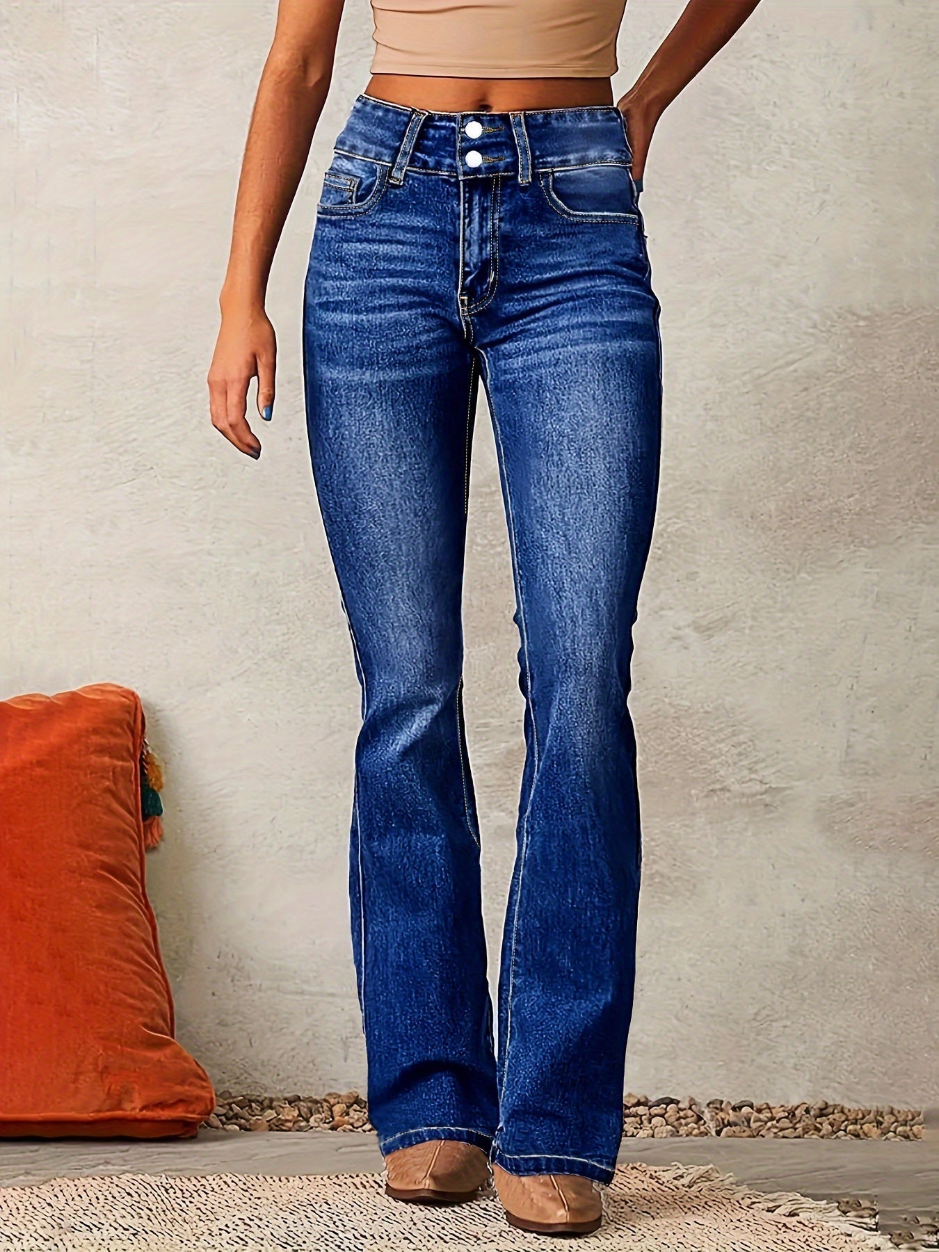 Prio Moda | High-waisted jeans with flared legs